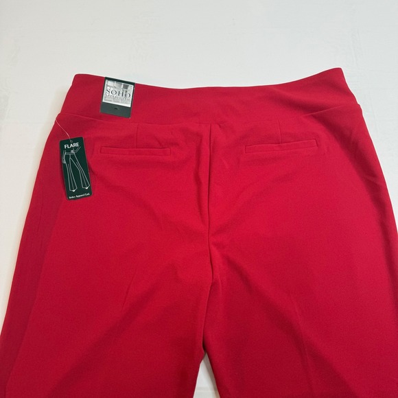 NWT Soho Ltd Red Flare Leg Dress Pants Business XL Pull On Office Stretch Slacks - Picture 5 of 13